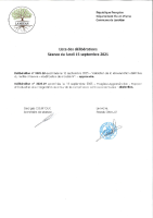 Délibérations du 15 septembre 2025